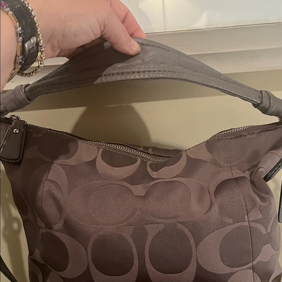COACH Shimmery Taupe Signature Logo Shoulder Bag/Crossbody - Picture 6 of 14